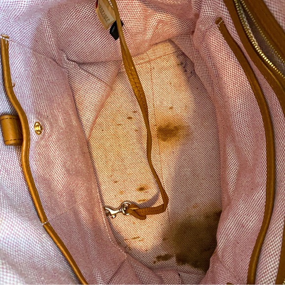 DOONEY & BOURKE Brown Italian Leather Satchel Tote Bag with Gold Hardware - Picture 15 of 16